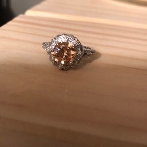 CZ ring with peach color center